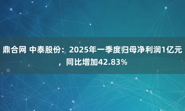 鼎合网 中泰股份：2025年一季度归母净利润1亿元，同比增加42.83%