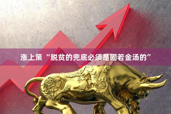 涨上策 “脱贫的兜底必须是固若金汤的”